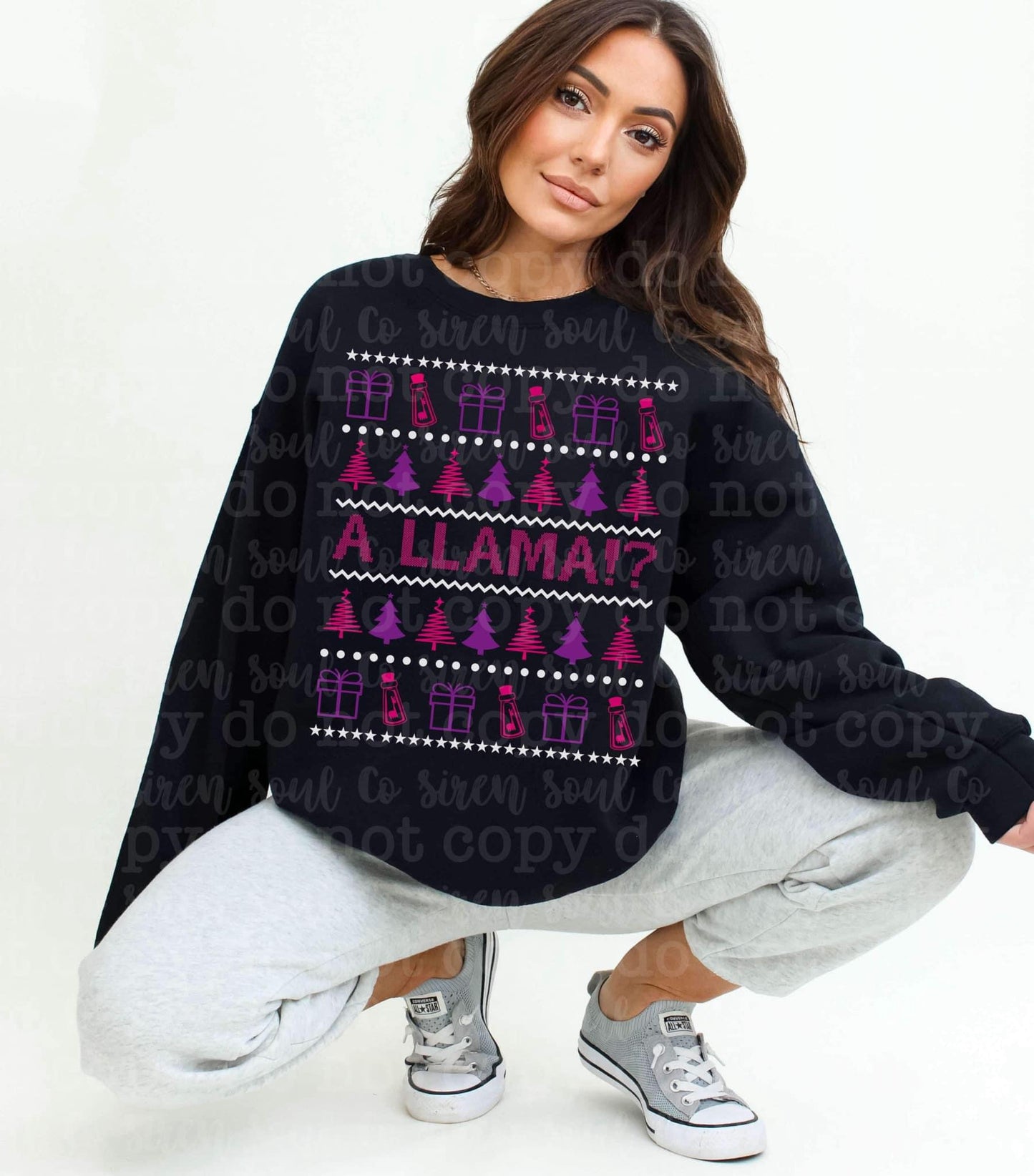 A LLAMA!? Christmas Sweater PNG File